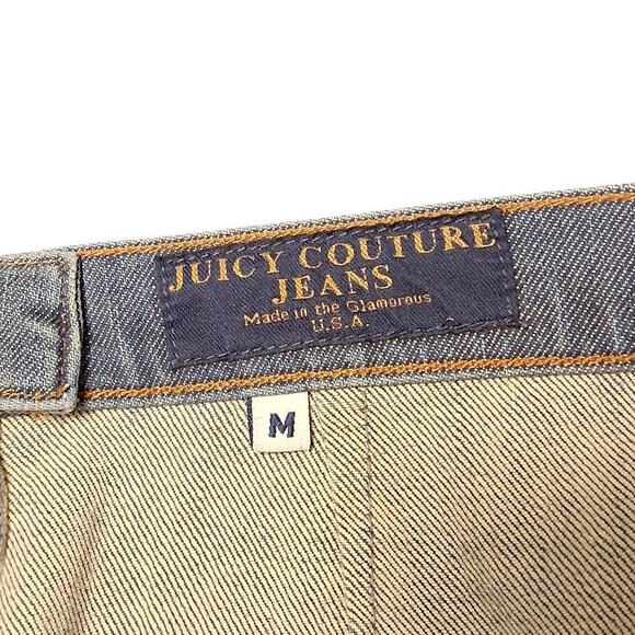 Y2K Juicy Couture Pleated Mini Skirt ONE SIDE HAS FADING Denim Front Pockets - Picture 2 of 11